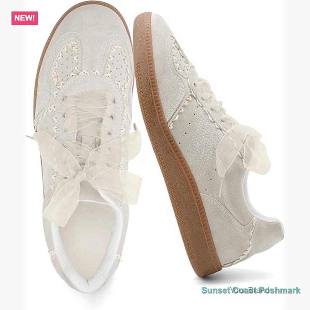 Faux Suede Lace Ballet Sneakers Casual Spring Shoes Women